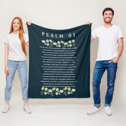Psalm 91 Green Eucalyptus Leaves Scripture Verse Fleece Blanket