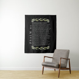 Psalm 91 Greenery Scripture Christian Botanical Tapestry