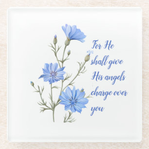 Psalm 91  He Shall Give His Angels Inspirational Glass Coaster