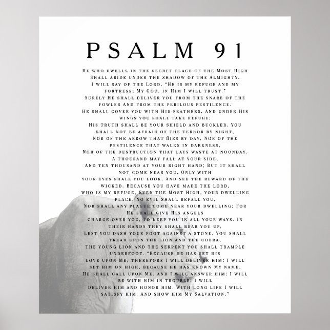 Psalm 91 Lion Christian Bible Verse Art  Poster (Front)