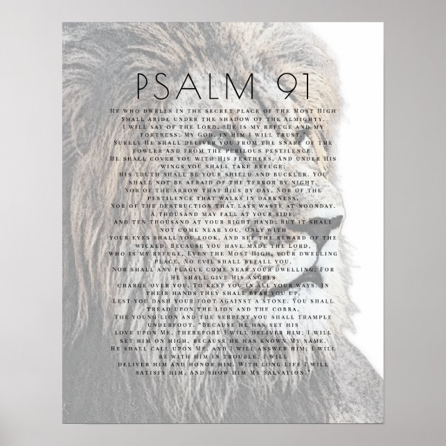  Psalm 91 Lion Head Christian Poster (Front)