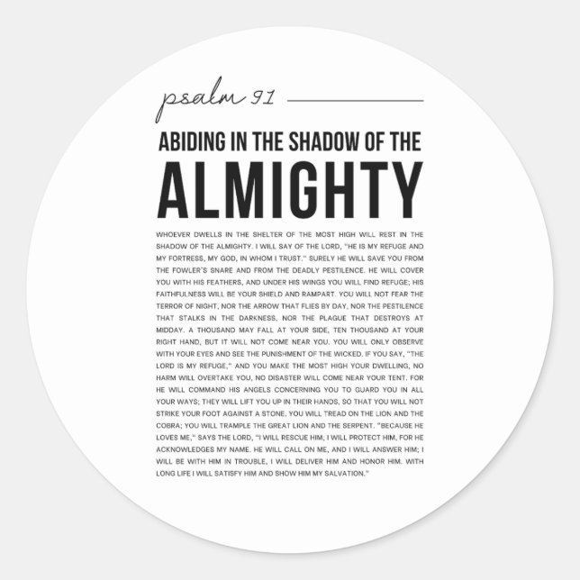 Psalm 91 NKJV Sticker (Front)