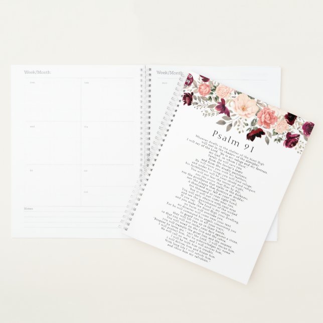 Psalm 91 Scripture Burgundy Blush Floral Planner (Display)