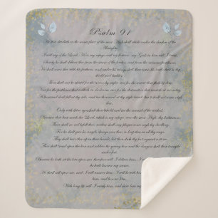 Psalm 91, Scripture & Eucalyptus Leaves, Green Sherpa Blanket