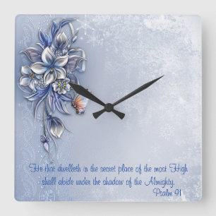 Psalm 91@  Square Wall Clock