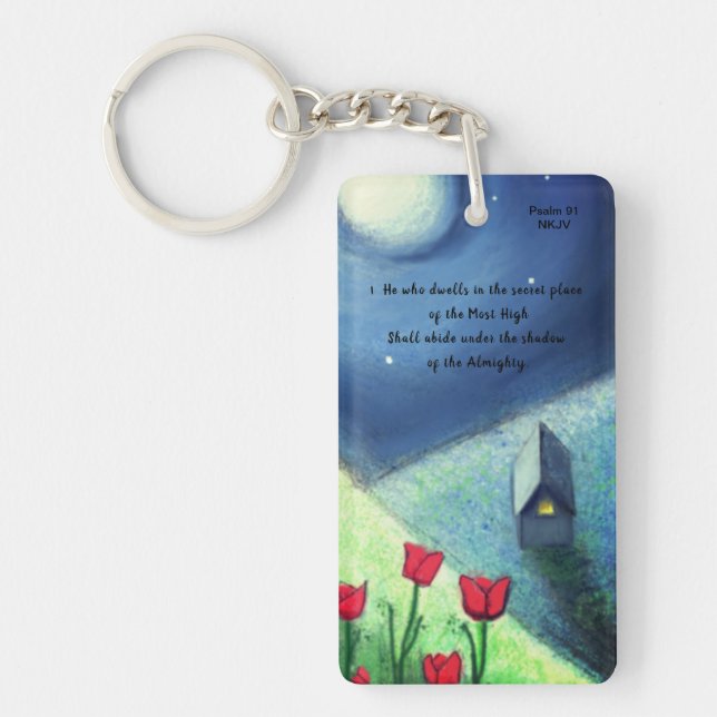 Psalm 91 Verses 1&2 (Black Text) Acrylic Keychain (Front)