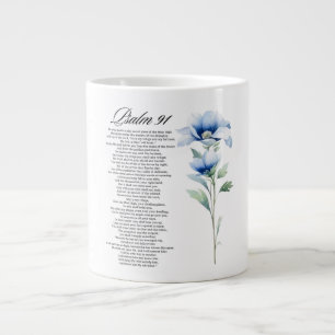 Psalm 91 Watercolor Blue Flower Bible Scriptures Large Coffee Mug