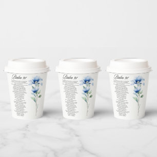 Psalm 91 Watercolor Blue Flower Bible Scriptures Paper Cups