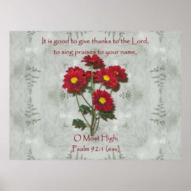 Psalm 92:1 ~ Give Thanks to the Lord Poster (Front)