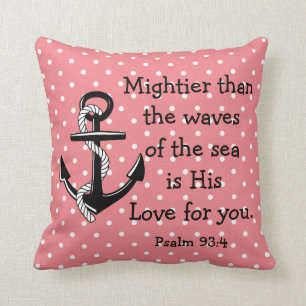 Psalm 93 Mightier than the sea, black anchor/rose Cushion
