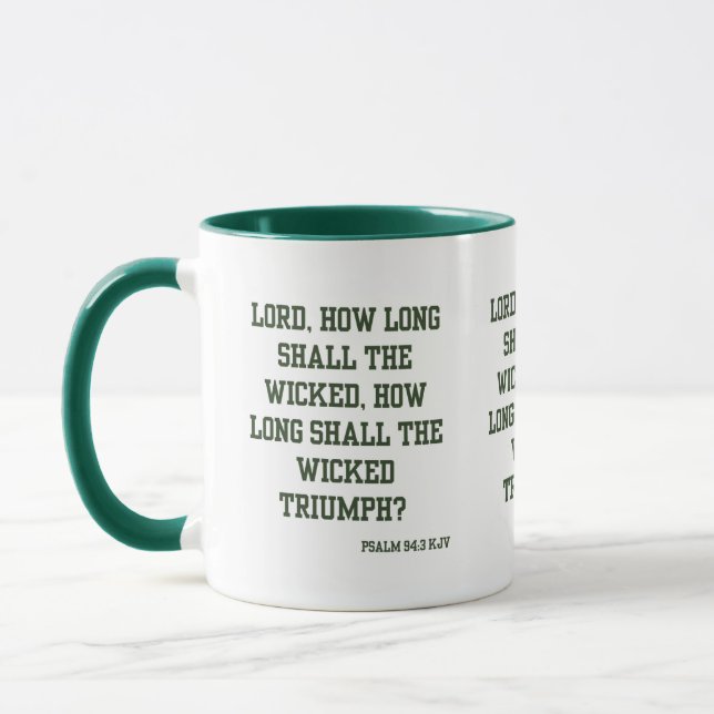 Psalm 94:3 KJV Bible Verse Two-Tone Mug (Left)