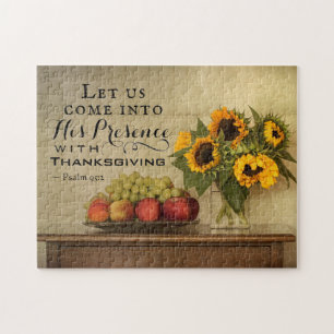 Psalm 95:2 Into His Presence with Thanksgiving Jigsaw Puzzle