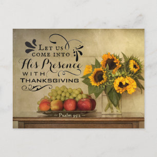 Psalm 95:2 Into His Presence with Thanksgiving Postcard