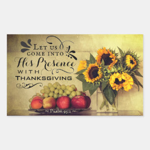 Psalm 95:2 Into His Presence with Thanksgiving Rectangular Sticker
