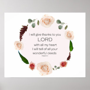 Psalm 9:1, Bible Verse, Wall Decor