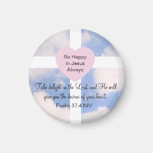 Psalm Bible Verse Delight in the Lord Blue Sky Magnet