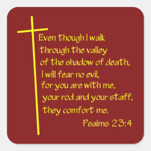 Psalms23-4 Yellow Square Sticker