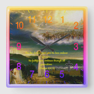 Psalms 100:5 Christian Faith prayer Square Wall Clock
