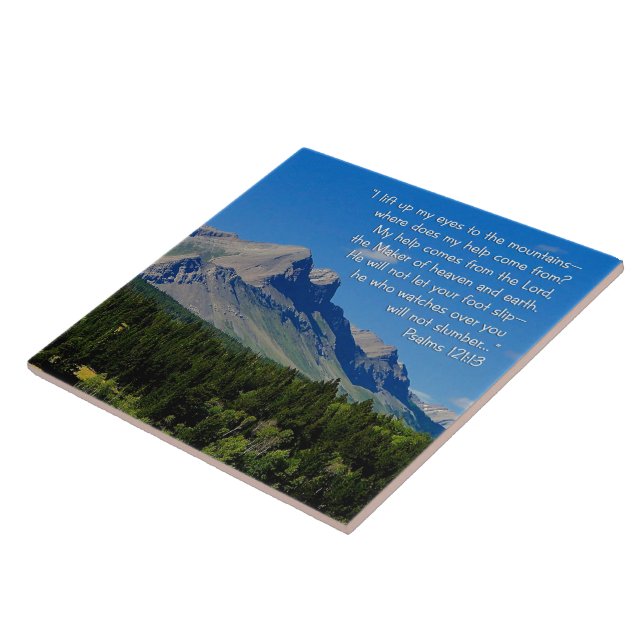 Psalms 121:1-3 Inspirational Ceramic Tile (Side)