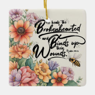 Psalms 147:3 Christian Bible Verse Image Ceramic Ornament