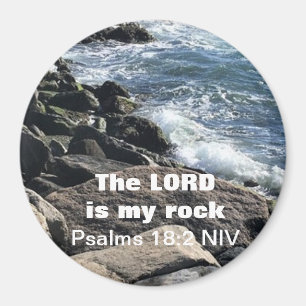 Psalms 18:2 Lord is my Rock Photo of Ocean Rocks Magnet