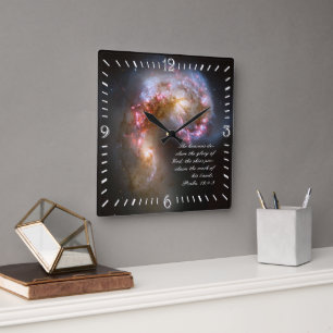 Psalms 19 Inspirational Square Wall Clock