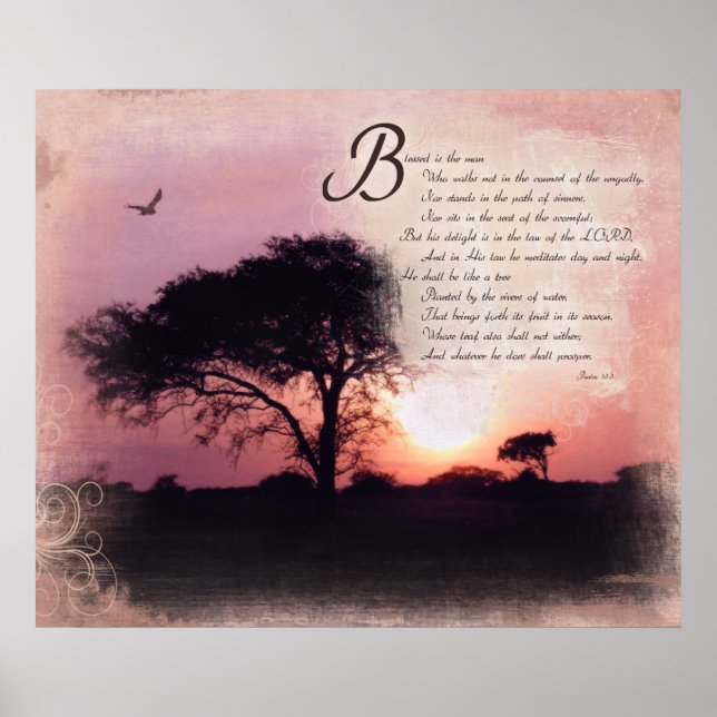 Psalms 1:1-3 Blessed is the man - Encouragement Poster (Front)