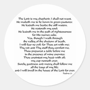 Psalms 23 classic round sticker