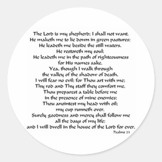 Psalms 23 classic round sticker