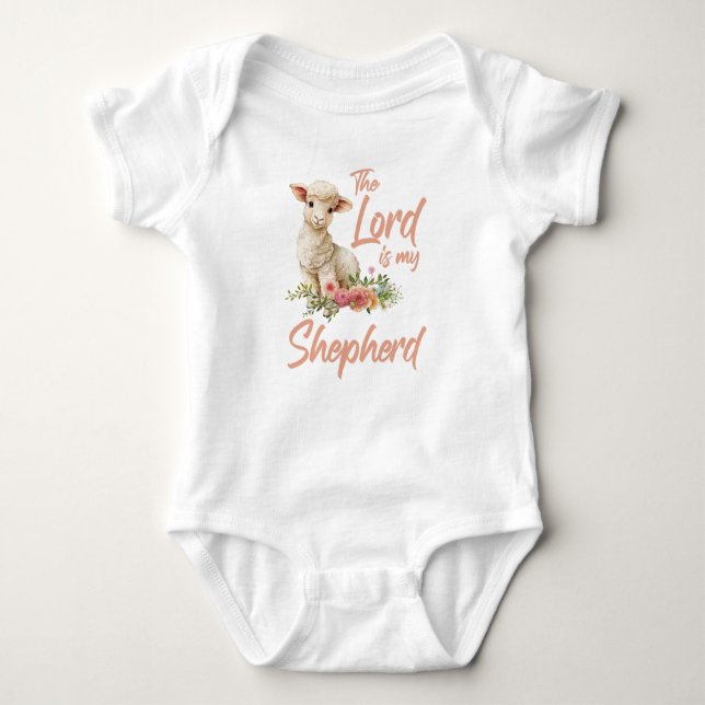Psalms 23 The Lord Is My Shepherd Christian Faith Baby Bodysuit (Front)