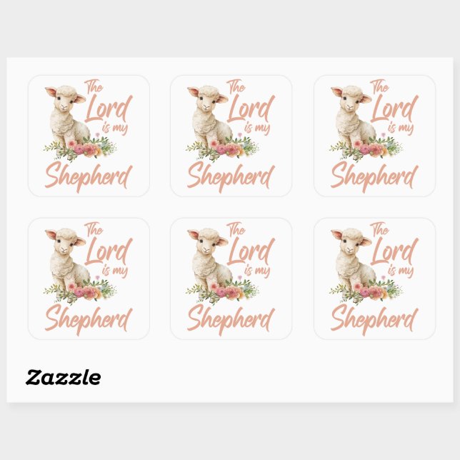 Psalms 23 The Lord Is My Shepherd Christian Faith Square Sticker (Sheet)