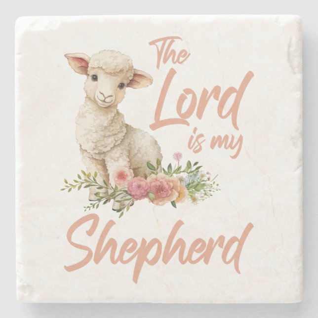 Psalms 23 The Lord Is My Shepherd Christian Faith Stone Coaster (Front)