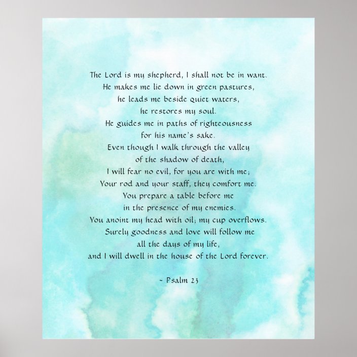 Psalms 23 Watercolor Background Poster | Zazzle.com.au