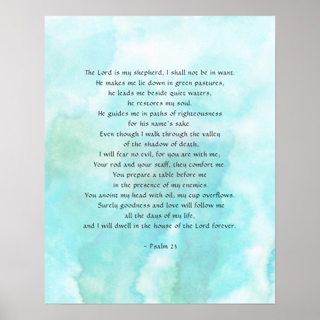 Psalms 23 Watercolor Background Poster (Front)