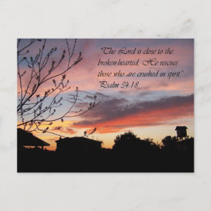 Psalms 24:18 Lovely Sunset Encouragement Postcard