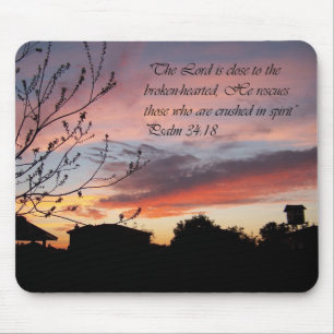 Psalms 24:18 Sunset Encouragement Mouse Pad