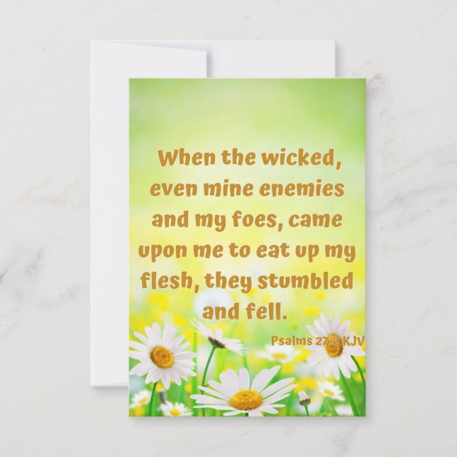 Psalms 27:2 KJV Bible Scripture Pic Greeting Card (Front)
