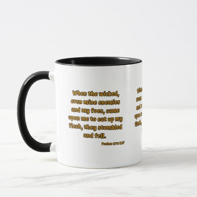 Psalms 27:2 KJV Bible Scripture Two-Tone Mug (Left)