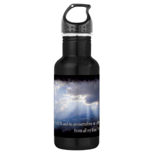 Psalms 34:4 on dark 532 ml water bottle
