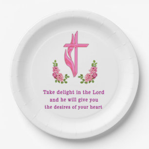 Psalms 37:4 Take delight in the Lord Paper Plate