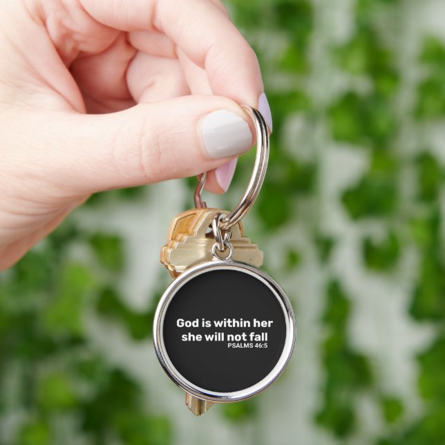 Psalms 46:5 God is within her bible verse Key Ring (Hand)