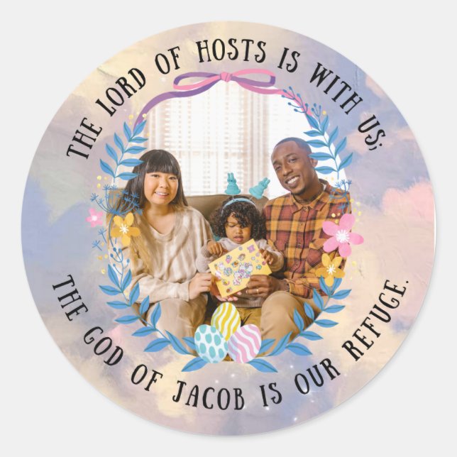 PSALMS 46:7 CLASSIC ROUND STICKER (Front)