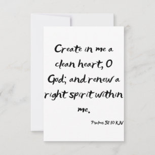 Psalms 51:10 KJV Bible Scripture Greeting Card