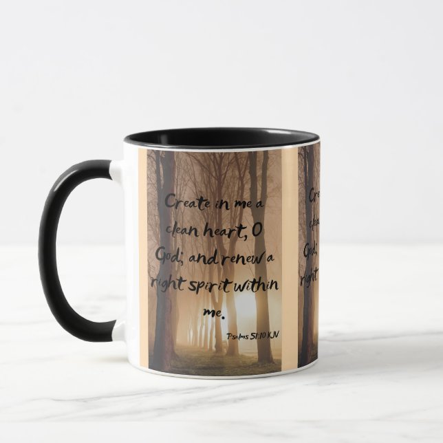 Psalms 51:10 KJV Bible Scripture Pic Two-Tone Mug (Left)