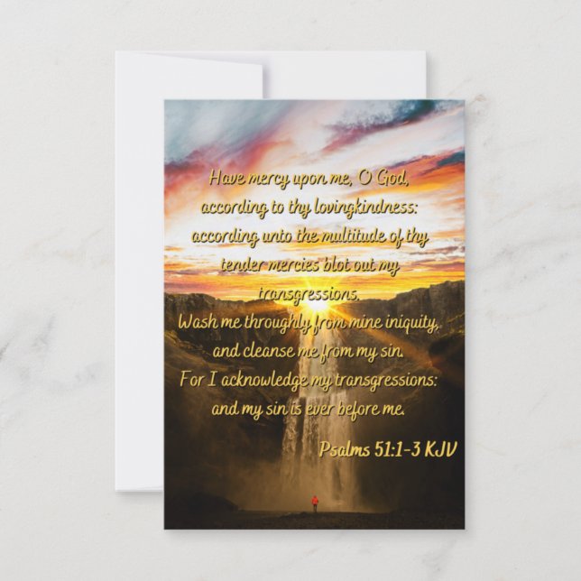 Psalms 51:1-3 Bible Verse Scripture Flat Greeting  Card (Front)