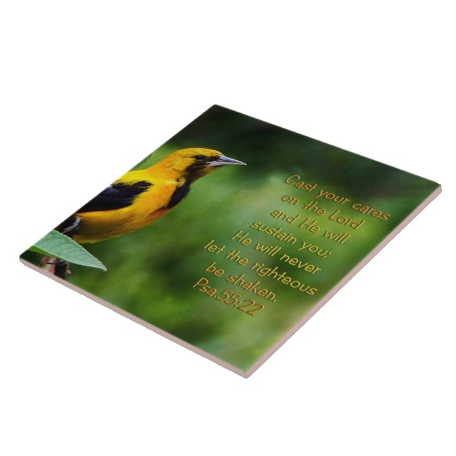 Psalms 55:22 Inspirational Ceramic Tile (Side)