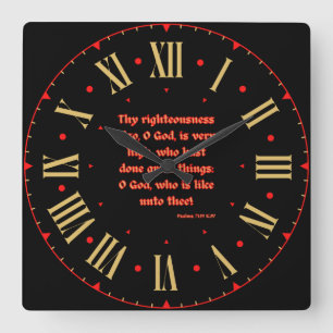 Psalms 71:19 KJV Bible Verse Roman Numeral Square Wall Clock
