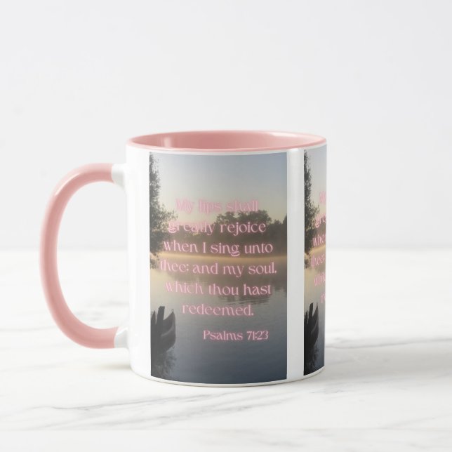 Psalms 71:23 KJV Bible Verse Pic Two-Tone Mug (Left)