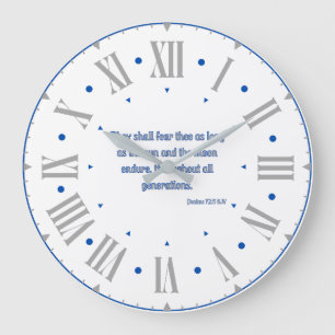Psalms 72:5 KJV Bible Verse II Roman Numeral Large Clock
