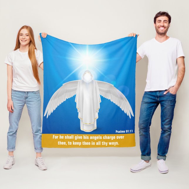 Psalms 91:11 - Faith Fleece Blanket, 50"x60" Blanket (In Situ)